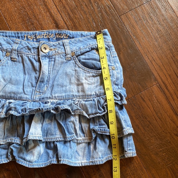 Vintage Justice girls ruffled denim jean mini skirt skort size 12 - Picture 7 of 8